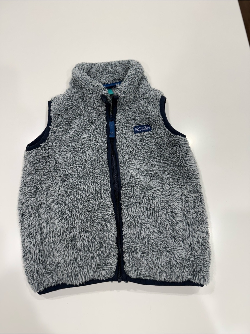 Prodoh Kids Full Zip Sherpa  Vest Gray/Navy Sleeveless Size 5